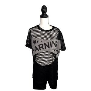 SHEIN ICON Y2k set with Loose Fit Mesh Oversize T-Shirt & legging Shorts